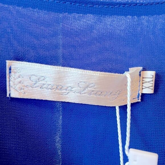 COBALT BLUE SHORT SLEEVE CREPE DRESS FULLY LINED BY LIANG LIANG SIZE XXL - Picture 4 of 6